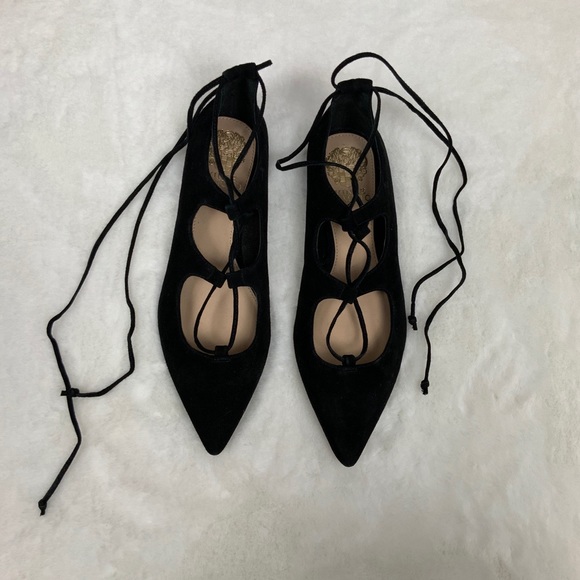 Vince Camuto Black Suede Emmari Pointed Toe Flats - Picture 1 of 7